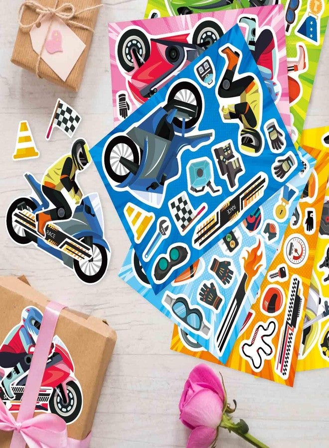 DUJAA 24 Sheets Make Your Own Motorcycle Stickers for Kids Toddler, Motocross Stickers Make a Face Stickers, Dirt Motobike Stickers for Kids Teens Motorcycle Stickers Kids Party Favor Supplies Crafts - Image 5